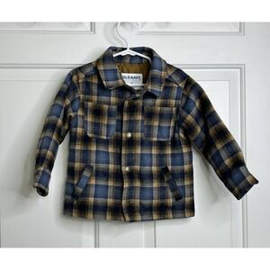 OLD NAVY Shacket Jacket Coat Boys 2T Toddler Plaid Blue Yellow Fall Autumn